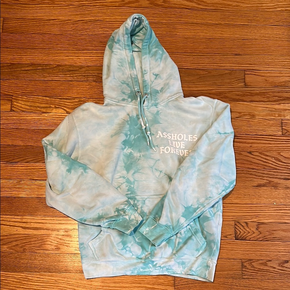 Linda Finegold Assholes Live Forever Blue Tie-Dye Hoodie